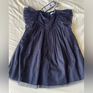 Charming Navy Kids Dress with Delicate Details
